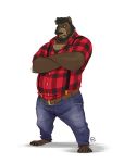 2018 anthro bear beard claws clothed clothing digital_media_(artwork) facial_hair fur furrybob hair hi_res male mammal simple_background solo standing toe_claws toes white_background 