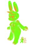  anthro breasts bright_colors female fur green_fur hair inset lagomorph looking_at_viewer mammal nipples nude panken pubes rabbit rude shiny simple_background smile solo standing white_background 