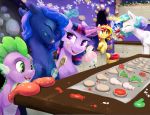  2017 alternate_hairstyle blue_feathers christmas cookie cooking cosmic_hair cute dragon equestria_girls equine eyebrows eyelashes eyes_closed fan_character fangs feathered_wings feathers female feral food friendship_is_magic frosting glowing_horn green_eyes group hair happy hi_res holidays horn inside kitchen levitation magic male mammal mittens multicolored_hair my_little_pony nude open_mouth open_smile princess_celestia_(mlp) princess_luna_(mlp) purple_eyes rainbow_hair scalie silfoe slit_pupils smile sparkles spike_(mlp) spoon sunset_shimmer_(eg) table teal_eyes teeth tongue tongue_out twilight_sparkle_(mlp) two_tone_hair unicorn winged_unicorn wings 