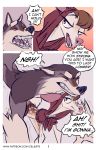  anthro canine celeste_(artist) cervine comic dialogue duo english_text female larger_male male mammal open_mouth size_difference smile text 