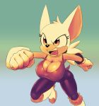  2018 5_fingers anthro bat big_breasts breasts cleavage clothed clothing digital_media_(artwork) female gloves hair mammal nitro open_mouth pose rouge_the_bat running simple_background solo sonic_(series) standing white_hair 