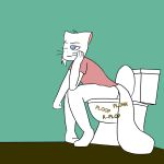  2018 anonymous_artist anthro bathroom bittersweet_candy_bowl butt cat clothed clothing digital_media_(artwork) feces feline female fur hi_res lucy_(bcb) mammal pooping scat simple_background sitting solo teenager toilet toilet_use webcomic white_fur young 