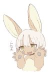  brown_eyes furry kawasemi27 made_in_abyss nanachi_(made_in_abyss) open_mouth rabbit short_hair white_hair 
