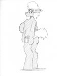 2018 alternate_species big_breasts breasts butt cutie_mark equine fan_character female feral greyscale horse looking_at_viewer looking_back mammal molly_mcalister monochrome my_little_pony rear_view side_boob simple_background sketch solo 