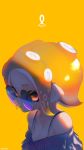 bare_shoulders breasts cleavage closed_mouth collarbone highres jewelry kashu_(hizake) light looking_at_viewer monster_girl necklace octarian octoling off_shoulder orange_background orange_eyes orange_hair pointy_ears round_eyewear shade short_hair sideways_glance signature simple_background solo splatoon_(series) splatoon_2 splatoon_2:_octo_expansion strap_gap striped suction_cups sunglasses tentacle_hair upper_body 