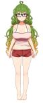  ahoge barefoot breasts camisole clearite gradient_hair green_hair large_breasts long_hair multicolored_hair navel original scrunchie shorts solo virtual_youtuber 