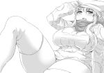  animal_ears blush breasts commentary_request curvy final_fantasy final_fantasy_tactics large_breasts long_hair looking_at_viewer mime_(fft) monochrome panties pantyshot plump removing_mask solo sweat takomeshi thick_thighs thighhighs thighs underwear wide_hips 