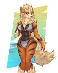  2018 anthro arcanine bikini breasts cleavage clothed clothing eternity_zinogre female hi_res nintendo pok&eacute;mon pok&eacute;mon_(species) solo sweat swimsuit thong video_games 