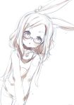  animal_ears azuki_akizuki bunny_ears furry glasses hands_together long_hair low_twintails monochrome original shirt sketch sleeveless sleeveless_shirt solo twintails v_arms 