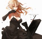  ar-15 artist_name bangs bare_shoulders biting black_dress black_gloves blonde_hair breasts brown_eyes character_name chinese_commentary chinese_robot_kid cleavage collarbone commentary_request dress elbow_gloves floating_hair girls_frontline glove_biting gloves gun halterneck head_tilt highres holding holding_weapon large_breasts light_particles looking_at_viewer lvoa-c md5_mismatch original rifle shaded_face sidelocks simple_background solo trigger_discipline upper_body weapon weapon_case white_background wind wind_lift 