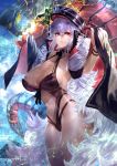  armpits azur_lane bangs bare_shoulders black_swimsuit blush breasts cleavage coat collarbone commentary cowboy_shot crossed_bangs electricity eyebrows_visible_through_hair flower gradient gradient_background graf_zeppelin_(azur_lane) groin hair_between_eyes hair_flower hair_ornament hands_up head_tilt highleg highres impossible_clothes impossible_swimsuit iron_cross jacket_on_shoulders large_breasts long_hair looking_at_viewer machinery messy_hair navel navel_cutout off_shoulder one-piece_swimsuit parted_lips petals red_eyes rigging see-through sidelocks signature signo_aaa silver_hair simple_background skindentation smile solo stomach swimming swimsuit taut_clothes taut_swimsuit thighs very_long_hair 