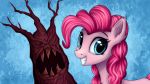  16:9 2018 abstract_background blue_background blue_eyes creepy cute earth_pony equine eyebrows eyelashes female feral friendship_is_magic grin hair hi_res horse looking_at_viewer mammal my_little_pony nude pink_hair pinkie_pie_(mlp) pony portrait setharu signature simple_background smile solo teeth tree wallpaper 