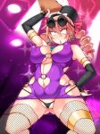  1girl ahegao breasts curvy female hat hisui_(stapspats) large_breasts lingerie long_hair moaning nipples original partially_visible_vulva shiny shiny_skin spread_legs sweat thighs thong twintails 