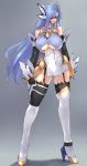  android ass bare_shoulders blue_hair breasts cleavage_cutout commentary_request elbow_gloves full_body garter_straps gloves highres huge_breasts kos-mos kos-mos_ver._4 long_hair long_legs looking_at_viewer negresco red_eyes solo thighhighs very_long_hair xenosaga xenosaga_episode_iii 