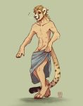  anthro cheetah clothed clothing feline fur handpaw hindpaw human male mammal multi_nipple nipples pawpads paws reservoirdog_(artist) solo spots spotted_fur topless towel transformation wearing_towel whiskers 