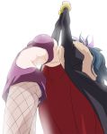  arched_back arms_up black_cape blue_hair breasts cape haruyama_kazunori hugtto!_precure interlocked_fingers long_hair medium_breasts multicolored_hair papple_(precure) pink_hair precure simple_background solo two-tone_hair white_background 