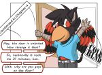  avian chibi clothing colrblnd_(artist) comic days_felter duzt_(artist) english_text feathers gryphon humor measureup red_feathers text 