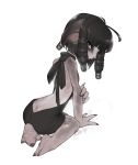  2018 anthro asura big_ears black_hair claws clothing female grey_skin guild_wars hair humanoid licheart looking_at_viewer signature simple_background solo sweater tanya_rhyne video_games virgin_killer_sweater 