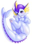  blush breasts clothing digital_media_(artwork) eeveelution female feral fuddy looking_at_viewer mammal nintendo open_mouth pawpads paws pok&eacute;mon pok&eacute;mon_(species) simple_background size_difference smile solo vaporeon video_games white_background 