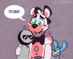  2018 animatronic anthro bear bow_tie digital_media_(artwork) five_nights_at_freddy&#039;s funtime_freddy_(fnafsl) group hat hi_res lagomorph machine male mammal puppet puppet_bonnie_(fnafsl) rabbit robot simple_background sister_location text toy-bonnie tumblr ultimate_custom_night video_games 