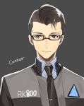  bespectacled brown_eyes brown_hair byakuya0315 connor_(detroit) detroit:_become_human glasses jacket male_focus necktie short_hair solo 