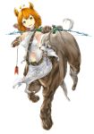  1girl bow_(weapon) centaur female horse_ears igara1108 monster_girl orange_hair original parted_lips simple_background solo weapon white_background yellow_eyes 
