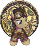  big_eyes blue_eyes bow_tie brown_hair clothed clothing doctor_whooves_(mlp) earth_pony equine eyewear feral friendship_is_magic front_view fur gears goggles goggles_on_head hair horse looking_aside male mammal my_little_pony pony saturnspace short_hair simple_background smile solo steampunk tan_fur white_background wristwatch 