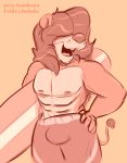  2018 5_fingers anthro bulge clothed clothing digital_media_(artwork) feline fur hair hair_over_eyes hand_on_hip holding_object lion male mammal muscular muscular_male open_mouth pecs restricted_palette sharp_teeth simple_background smile smutbooru solo standing surfboard swimming_trunks swimsuit teeth todd tongue topless 