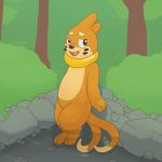  2018 argon_vile buizel detailed_background digital_media_(artwork) female forest hi_res inviting leaning leaning_back legs_together looking_aside monster_mind nintendo nude open_mouth open_smile outside partially_submerged pok&eacute;mon pok&eacute;mon_(species) pussy relaxing rock seductive skinny_dipping smile solo standing swimming_pool tree video_games water 