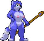  2018 alpha_channel anthro barefoot big_breasts black_nose blue_fur blue_hair breasts canine digital_media_(artwork) dipstick_tail female fox fur green_eyes hair hair_ornament huge_breasts krystal low_res mammal markings multicolored_tail nintendo nipples nude pixel_(artwork) pussy short_hair simple_background solo staff star_fox tailband thick_thighs transparent_background tribal_markings tsunamidusher video_games voluptuous white_fur 