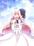  bodysuit cleavage darling_in_the_franxx dress hiro_(darling_in_the_franxx) horns mi_(dxmp2445) wedding_dress wings zero_two_(darling_in_the_franxx) 