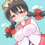  artist_request black_hair blush bow braid breasts crown glasses hair_bow kirby_(series) large_breasts ripple_star_queen sweatdrop third-party_source twin_braids 