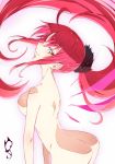  ahoge ass commentary eyebrows_visible_through_hair genderswap genderswap_(mtf) hair_between_eyes hair_ornament iwabane_yuno long_hair looking_at_viewer looking_to_the_side no_nipples nude ore_twintail_ni_narimasu personification phoenix_guildy ponytail red_hair simple_background solo spoilers very_long_hair wings yuto_(dialique) 
