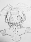  2017 anthro anus black_and_white blush clothed clothing female hi_res lagomorph looking_at_viewer mammal monochrome mostly_nude open_mouth pussy rabbit simple_background solo spread_legs spreading sweat tatwuyan white_background 