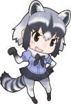  5_fingers alpha_channel animal_humanoid anime biped black_clothing blue_clothing blush bow_tie breasts brown_eyes chibi clothing common_raccoon_(kemono_friends) cute_fangs digital_drawing_(artwork) digital_media_(artwork) female fist footwear front_view gloves_(marking) grey_hair grey_stripes grey_tail hair hand_on_hip humanoid humanoid_hands inner_ear_fluff japanese kemono_friends legwear light_skin long_tail looking_at_viewer mammal markings multicolored_hair official_art open_mouth open_smile procyonid raccoon_humanoid ringed_tail shirt shoes short_hair simple_background skirt small_breasts smile socks solo standing striped_tail stripes tan_skin thigh_socks transparent_background two_tone_hair two_tone_tail unknown_artist white_hair white_tail 