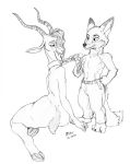  2018 antelope anthro breasts butt canine chain clothed clothing collar disney dktorzi female fox gazelle gazelle_(zootopia) hair horn hunter long_hair male mammal muscular muscular_male nick_wilde nude owner slave submissive_female topless zootopia 