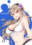  bikini breasts character_name cleavage commentary_request female_my_unit_(fire_emblem_if) fire_emblem fire_emblem_heroes fire_emblem_if flower hair_flower hair_ornament hairband highres large_breasts long_hair my_unit_(fire_emblem_if) navel nekolook open_mouth red_eyes solo swimsuit upper_body white_bikini 