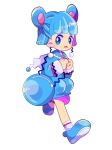  animal_ears azurill bag blue_dress blue_footwear blue_hair blush blush_stickers capelet child dress earrings flat_chest full_body gen_3_pokemon hands_together hands_up jewelry leg_up long_sleeves looking_to_the_side mameeekueya nervous open_mouth personification poke_ball_theme pokemon running shiny shiny_hair shoes short_hair simple_background socks solo white_background white_legwear zipper_pull_tab 