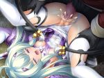  1girl breasts censored cum cum_in_pussy forced inoino kouyoku_senki_exs_tia lusterise monster nipples open_mouth penetration purple_eyes pussy pussy_juice restrained saliva sex spread_legs thighhighs torn_clothes underwear upside_down white_hair 