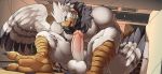  2_toes avian balls beak breath_of_the_wild erection feathers feet growth humanoid_penis inside macro male muscular muscular_male nintendo penis rito solo talons teba_(zelda) the_legend_of_zelda toes twinkle-sez video_games white_balls white_feathers wings 