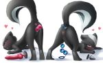  &lt;3 2018 absurd_res anal anal_beads anal_masturbation anal_penetration animal_genitalia anus black_fur black_nose blue_eyes blush butt buttplug digital_media_(artwork) dildo duo female feral fur hi_res looking_at_viewer looking_back mammal masturbation multicolored_fur nude open_mouth pehkeshi penetration piko_(pehkeshi) presenting presenting_hindquarters pussy quadruped raised_tail rear_view red_eyes sex_toy simple_background skunk toying_self vaginal vaginal_masturbation vaginal_penetration white_background white_fur 