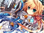  aqua_eyes armor bangs blonde_hair cannon cartridge character_name chung_seiker closed_mouth dutch_angle elsword eyebrows_visible_through_hair hair_ribbon hand_up long_hair looking_at_viewer low_ponytail male_focus red_ribbon ribbon rudia shelling_guardian_(elsword) smile solo star symbol-shaped_pupils upper_body 