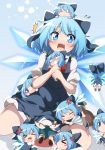 &gt;_&lt; 6+girls :c :d anger_vein angry blank_eyes blue_bow blue_dress blue_eyes blue_hair blush blush_stickers bow bowtie brown_footwear bug butterfly chibi cirno closed_eyes closed_mouth commentary_request daiyousei do_(4-rt) dress drooling eyebrows_visible_through_hair fairy_wings fan fang flying_sweatdrops foaming_at_the_mouth glowing glowing_butterfly hair_bow hanging harisen highres holding holding_fan ice ice_wings insect looking_at_another minigirl multiple_girls multiple_persona open_mouth puffy_short_sleeves puffy_sleeves pulling red_bow shoes short_hair short_sleeves sitting smile surprised sweatdrop touhou trembling turn_pale v-shaped_eyebrows wariza wings 