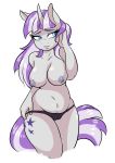  2018 absurd_res ambris anthro areola blue_eyes breasts clothed clothing cutie_mark equine eyelashes female friendship_is_magic hair hi_res horn mammal mature_female multicolored_hair multicolored_tail my_little_pony nipples simple_background solo topless twilight_velvet_(mlp) two_tone_hair underwear unicorn white_background 