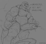  anthro barbed_penis big_penis clothing english_text erection greyscale huge_penis lizard male monochrome muscular muscular_male penis reptile scalie scar sketch solo spiritraptor text tongue tongue_out torn_clothing uncut vein 