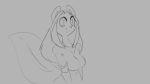  animated anthro breasts female flashing grin looking_at_viewer mammal monochrome nipple_bulge nipples open_mouth skunk smile smirk solo spirale 