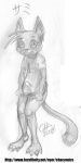  2008 bottomless cat clothed clothing erection erection_under_clothes feline lobozamora looking_at_viewer male mammal monochrome samy_(chacomics) smile solo traditional_media_(artwork) young 