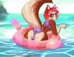  anthro bulge butt canine clothing dog girly husky inflatable looking_at_viewer luckypan male mammal panties ren&eacute;_(renethehuskypup) sea solo swimming underwear water 
