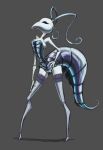  arthropod breasts evanight female grey_background hollow_knight insect insect_abdomen iselda_(hollow_knight) pigtails pussy simple_background solo 