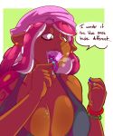  2018 ambiguous_gender animal_humanoid big_breasts breasts cephalopod cephalopod_humanoid cleavage clothed clothing female humanoid imminent_vore larger_female marine micro mr.boosh nintendo octoling oral_vore simple_background size_difference smaller_ambiguous solo splatoon standing tentacle_hair tentacles video_games vore white_background 
